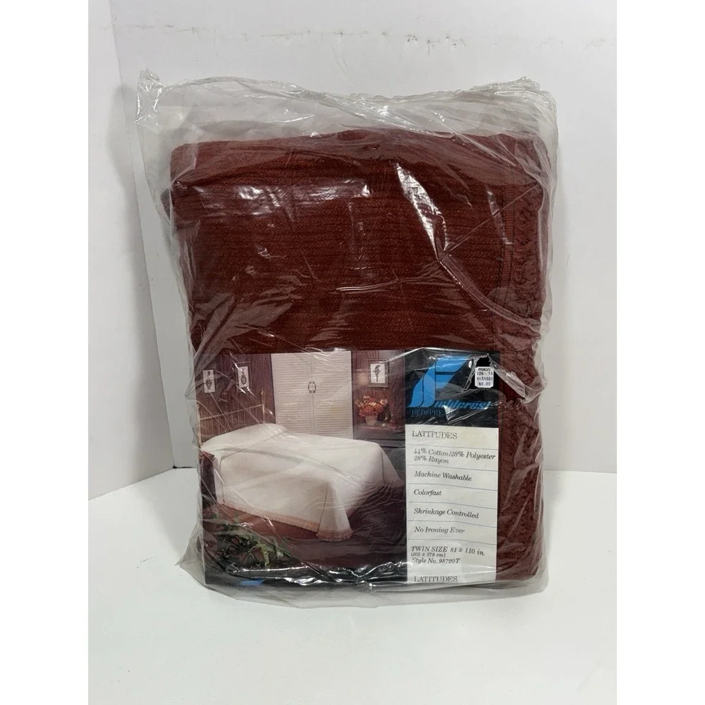Vintage Fieldcrest Cotton Polyester Rayon Bedspread Brown‎ Twin 81